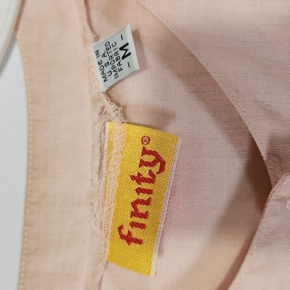 Finity Women's Pastel Pink Short Sleeve 100% Linen Round Neck Button Down SZ M - Picture 14 of 14